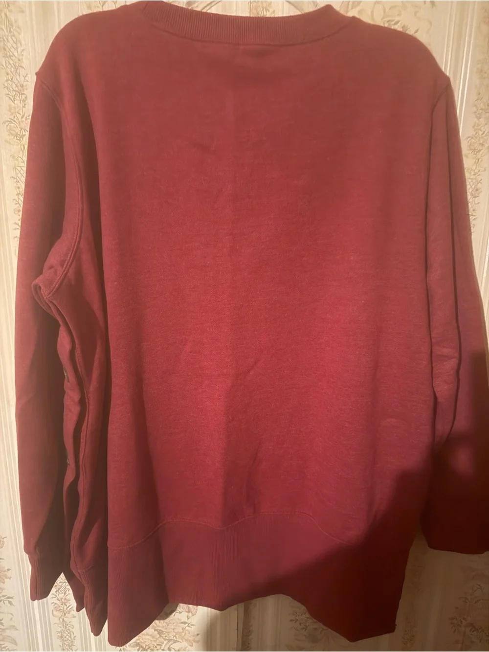 St. John's Bay Burgundy Crewneck Sweater with Side Buttons